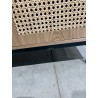 SECONDE MAIN - Buffet 3 tiroirs 2 portes cannage naturel pieds métal noir