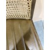SECONDE MAIN - Lot de 2 chaises manguier assise matelassée cuir dossier rotin