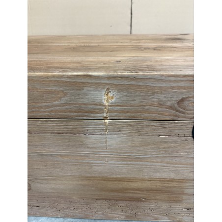 SECONDE MAIN - Coffre rangement marron bois Pin recyclé poignées métal noir