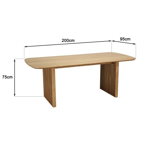 Rectangular dining table L200 with decorative finish and natural oak - SYA