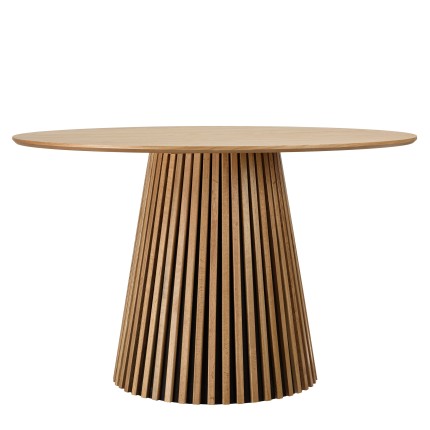 Round dining table D120 with decorative finish and natural oak legs with striated pattern - SYA
