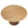 Table à manger ronde D120 décor et chêne naturel pied à motif strié - SYA