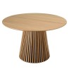 Round dining table D120 with decorative finish and natural oak legs with striated pattern - SYA