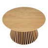 Round coffee table D80 with decorative finish and natural oak base with striated pattern - SYA
