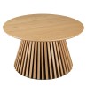 Round coffee table D80 with decorative finish and natural oak base with striated pattern - SYA