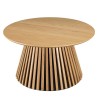 Round coffee table D80 with decorative finish and natural oak base with striated pattern - SYA