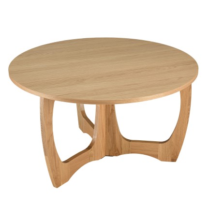 Table basse ronde D80 décor et chêne naturel pied ajouré - SYA
