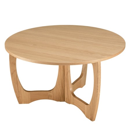 Round coffee table D80 with decorative finish and natural oak openwork base - SYA