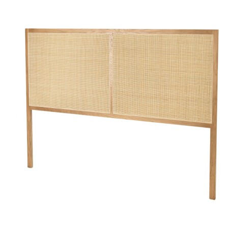 Headboard in natural rattan and solid oak for 140/160 cm beds - SYA