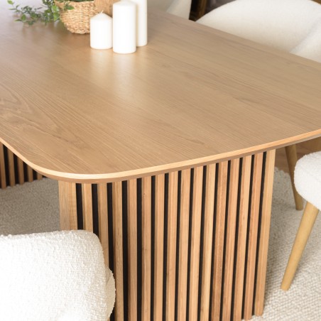 Rectangular dining table L200 with decorative finish and natural oak - SYA
