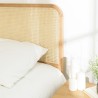 Headboard with rounded edges, natural rattan and solid oak, 140/160 cm
