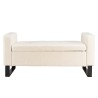 Ecru bouclé fabric bench with storage and black metal legs - LEOPOLD