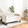 Ecru bouclé fabric bench with storage and black metal legs - LEOPOLD
