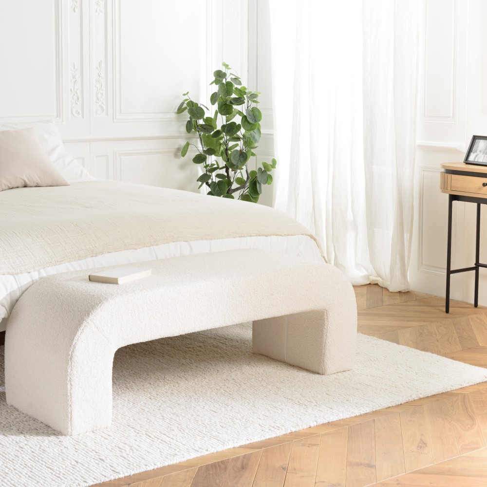 Ecru bouclé fabric bench - LEOPOLD Ecru bouclé fabric bench - LEOPOLD