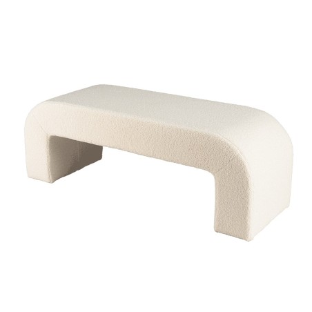 Ecru bouclé fabric bench - LEOPOLD