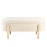 Ecru bouclé fabric bench with storage and wooden legs - LEOPOLD