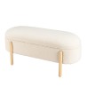 Ecru bouclé fabric bench with storage and wooden legs - LEOPOLD