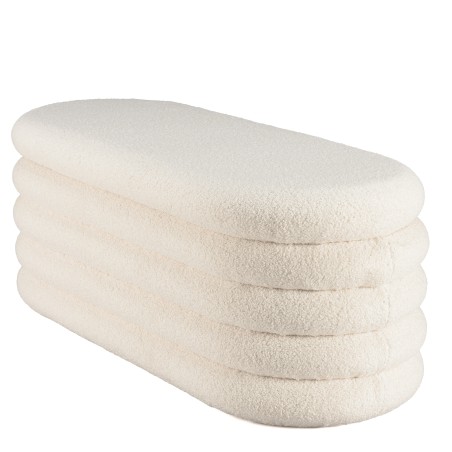 Ecru bouclé fabric bench with storage - LEOPOLD