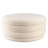 L-shaped pouffe in ecru bouclé fabric with storage - LEOPOLD