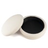 L-shaped pouffe in ecru bouclé fabric with storage - LEOPOLD
