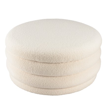 Pouf L en tissu bouclette écru avec rangement - LEOPOLD