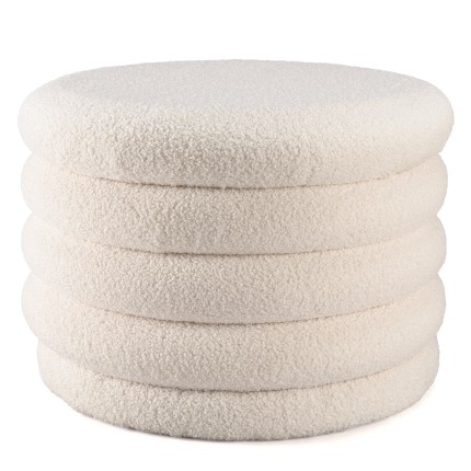 M pouffe in ecru bouclé fabric with storage - LEOPOLD
