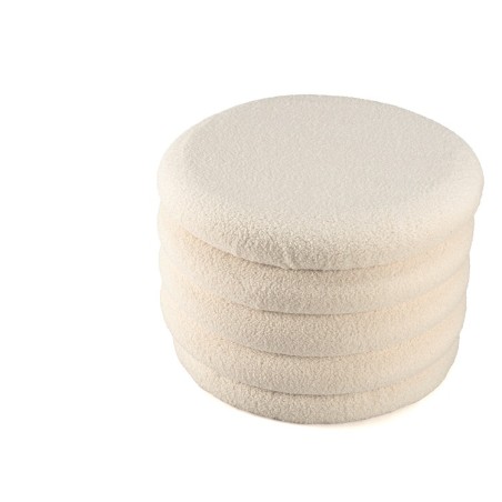M pouffe in ecru bouclé fabric with storage - LEOPOLD