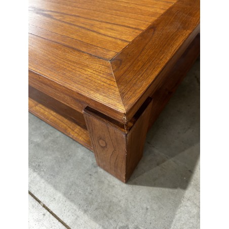 SECOND HAND - Square brown coffee table with shelf, 90x90cm, Mindi wood