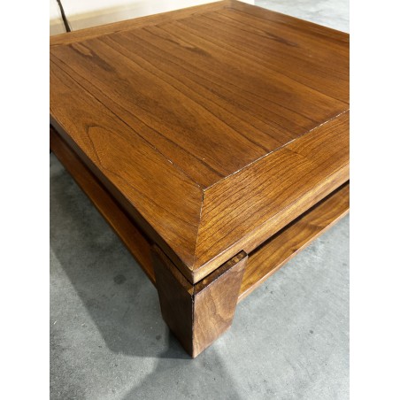 SECONDE MAIN - Table basse carrée marron sous plateau 90x90cm bois Mindi