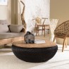 SECONDE MAIN - Table basse ronde 100x100cm en rotin noir plateau amovible