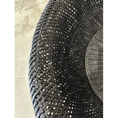 SECOND HAND - Round coffee table 100x100cm in black rattan with removable top