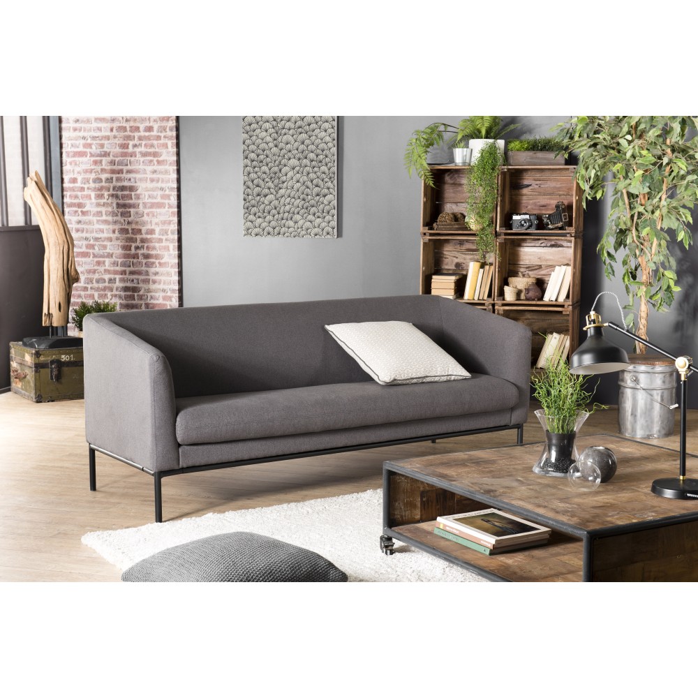 SECOND HAND - Canapé NEW YORK 3 places tissu gris anthracite pieds métal noir SECOND HAND - Canapé NEW YORK 3 places tissu gris anthracite pieds métal noir
