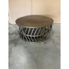 SECONDE MAIN - Table basse ronde 89x89cm aluminium doré piètement graphique