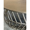 SECONDE MAIN - Table basse ronde 89x89cm aluminium doré piètement graphique