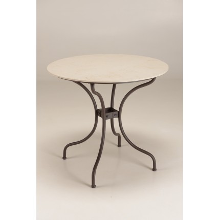SECONDE MAIN - Table à manger ronde de jardin en céramique et acier