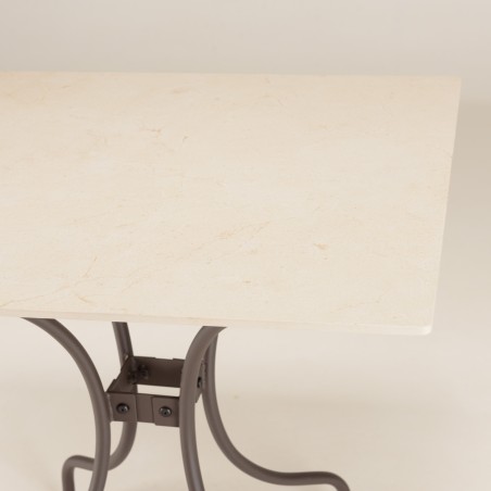 SECONDE MAIN - Table à manger carré de jardin en céramique et acier