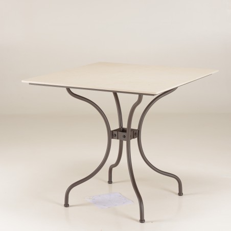 SECONDE MAIN - Table à manger carré de jardin en céramique et acier
