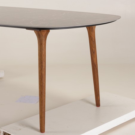 240x100 cm ceramic and steel garden dining table