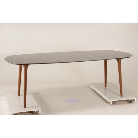 240x100 cm ceramic and steel garden dining table