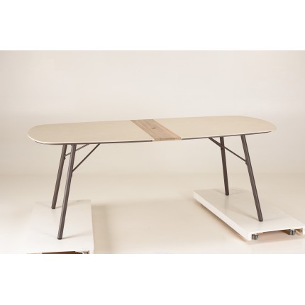 SECONDE MAIN- Table à manger 240x90 cm de jardin en céramique et acier