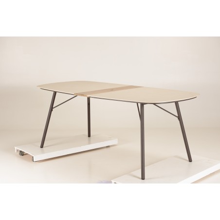 SECONDE MAIN- Table à manger 240x90 cm de jardin en céramique et acier