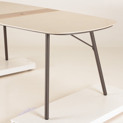 SECONDE MAIN- Table à manger 240x90 cm de jardin en céramique et acier