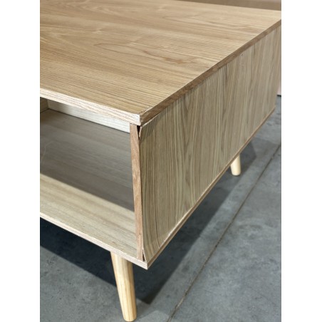 SECOND-HAND - Natural-coloured coffee table with 2 drawers and 1 wooden cane niche