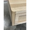 SECONDE MAIN - Table basse 2 tiroirs toile de jute pieds métal doré