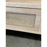 SECONDE MAIN - Table basse 2 tiroirs toile de jute pieds métal doré