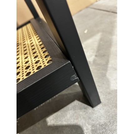 SECONDE MAIN - Console noire 4 tiroirs 1 étagère effet cannage