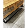 SECOND-HAND - Brown coffee table with 4 drawers, cane effect, black metal legs