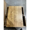 SECONDE MAIN- Table basse marron 4 tiroirs effet cannage pieds métal noir