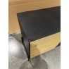 SECOND-HAND - Brown and black sideboard with 3 drawers and 2 doors, pine with black metal legs