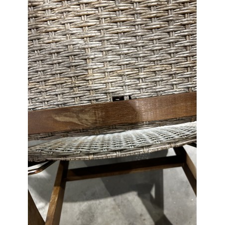 SECONDE MAIN - Lot de 2 chaises pliantes acacia et rotin synthétique